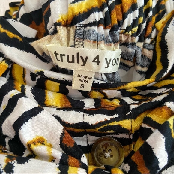 Tiger Stripped MIDI Full Skirt 100% Cotton Tie Waist Size S Truly 4 You - Picture 5 of 8